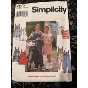 SIMPLICITY 7625 GIRLS' OVERALLS, JUMPER & KNIT TOP SZ 12-16 UNCUT 1997